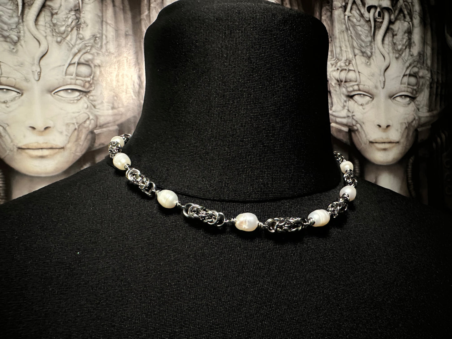 Byzantine Necklace or Choker with Pearls