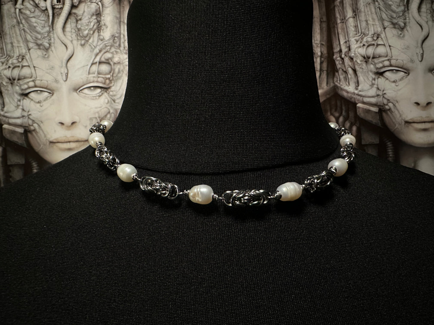 Byzantine Necklace or Choker with Pearls
