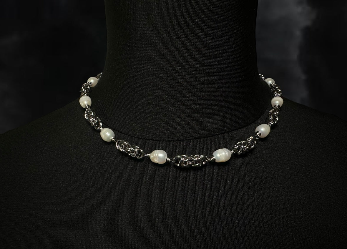 Byzantine Necklace or Choker with Pearls