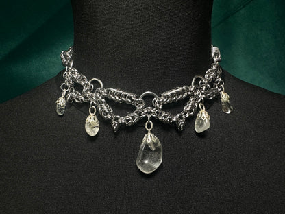 Teardrops Choker with clear quartz