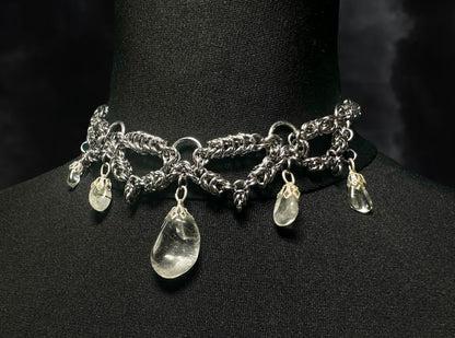Teardrops Choker with clear quartz